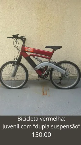 Bicicleta Juvenil Vermelha com dupla suspensão 