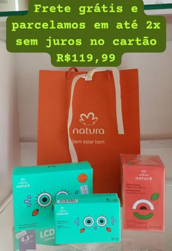Kit Natura Naturé colônia, sabonete e saboneteira e embalagem pra presente