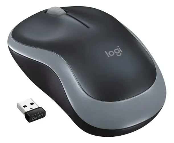 Mouse sem fio Logitech M185 - Cinza