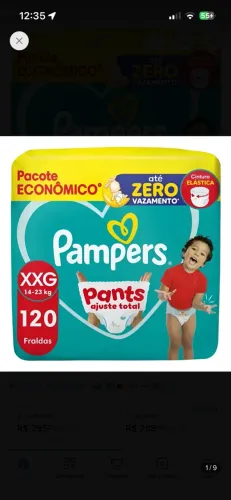 Fralda Pampers,ajuste total com cintura elástica. Tamanho XXG.