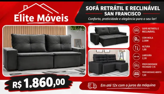 1,860,00 Sofá retrátil e reclinável novo com garantia de fabrica.