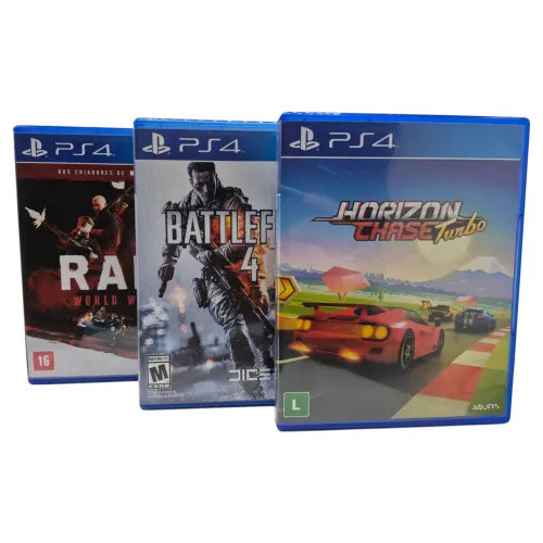 Lote 3 Jogos PS4 / Horizon Chase Turbo / Battlefield 4 / Raid World War 2