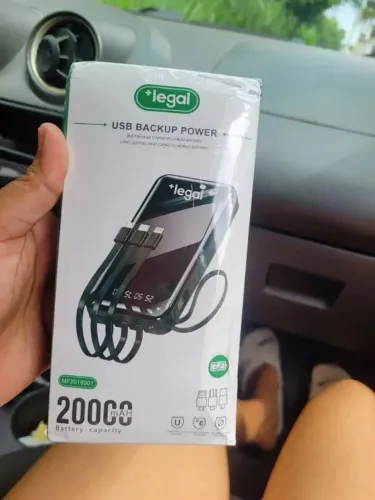 Power Bank 20000mah Com Lanterna Portátil Preta