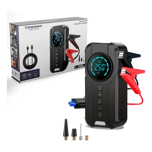 Bomba de ar mini compressor inteligente Ar elétrica carro bike inclui auxiliar de partida