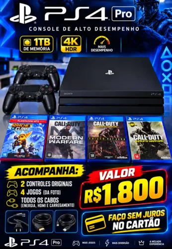 PS4 PRÓ 1TB BARATO NO CARTÃO 