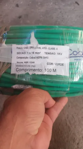 Cabo de 16mm cobreflex 1kv verde. 