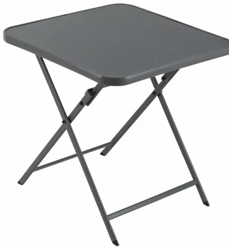 Mesa de Jardim Dobrável Aço 72x70x70cm Cinza Emys Naterial