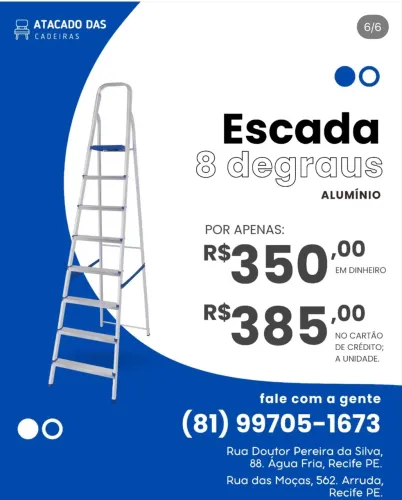 Escada 8 degraus é no Atacado das cadeiras