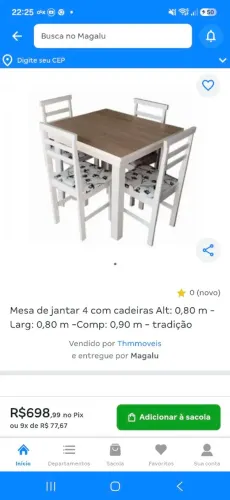 Vendo mesa 4 cadeiras