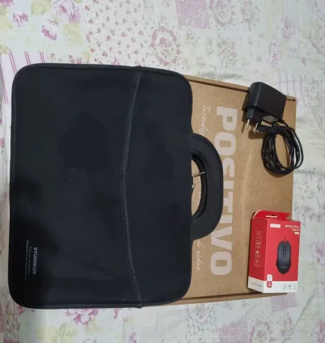 Notebook positivo vision c14+ bolsa de notebook, mouse, carregador e caixa original