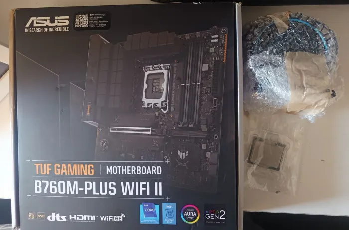 PLACA MÃE ASUS TUF GAMING B760M-PLUS WIFI II + PROCESSADOR INTEL I5 12400F