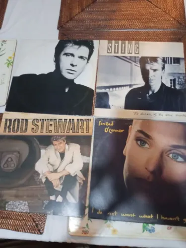 Lote 4 LPs Vinil - Sting, Sinead O'Connor, Rod Stewart, Bryan Ferry - Anos 80