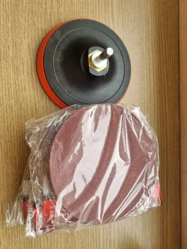Kit Suporte Para Lixa C/ Velcro Boina 115mm Com Adaptador Vermelho + 40 lixas