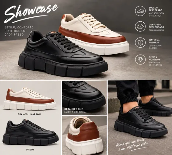 Kit 2 Pares Tenis Oversized Melburk Sneaker Masculino Casual