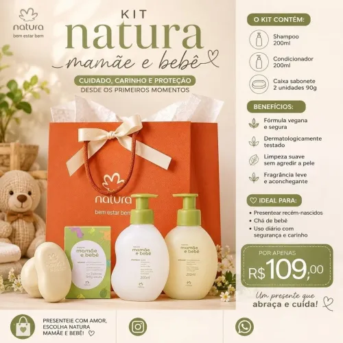 Kits presentes natura mamãe e bebê