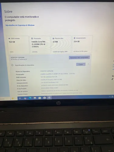 Notebook HP Core i5 segunda geração tela 17?