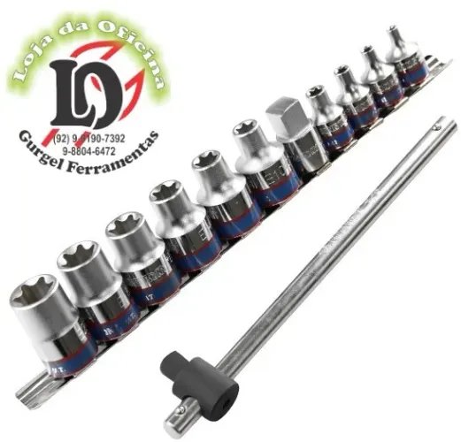 Jogo Soquete Tipo Torx femea c/ 12 pcs 3/8"-1/2 - King Tony