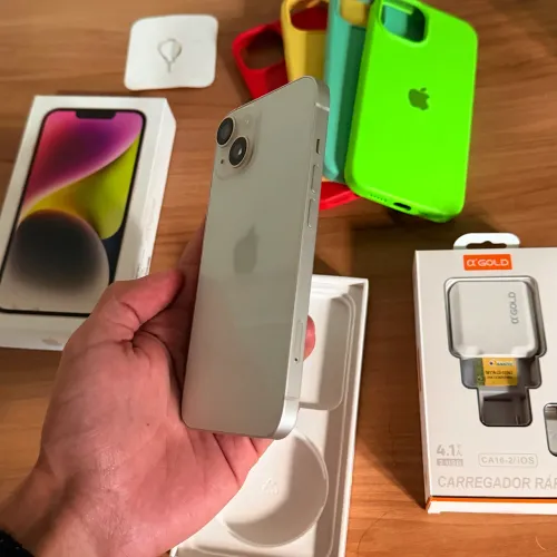 iPhone 14 128GB com caixinha e acessórios