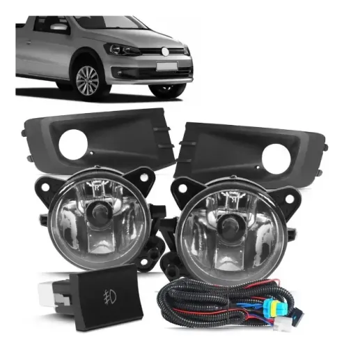 Kit Farol Milha Neblina Moldura Preta Saveiro G6 2013 2014 2015 2016