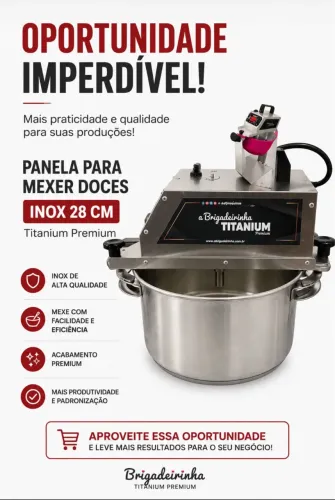 Panela para mexer doces - INOX 28 cm - Titanium Premium- Brigadeirinha