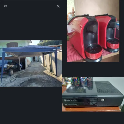 Xbox console, tenda mais duas máquinas de café.