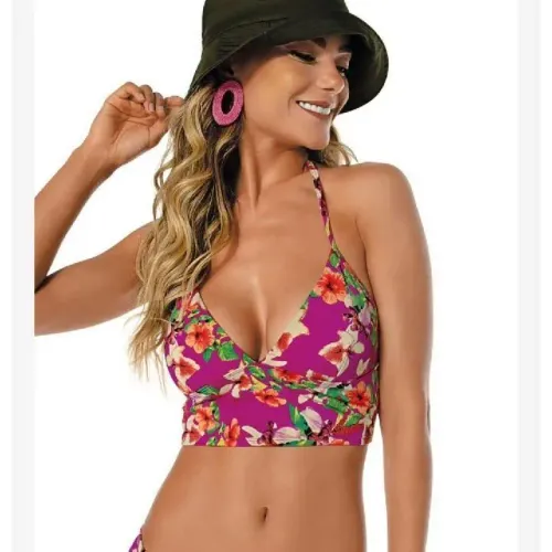 Biquíni Top Alongado Brigitte Demillus Tamanho 48 Cor Hibisco