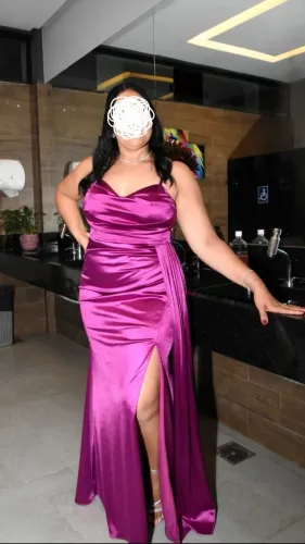VESTIDO DE FESTA FUCSIA - CETIM NOBRE