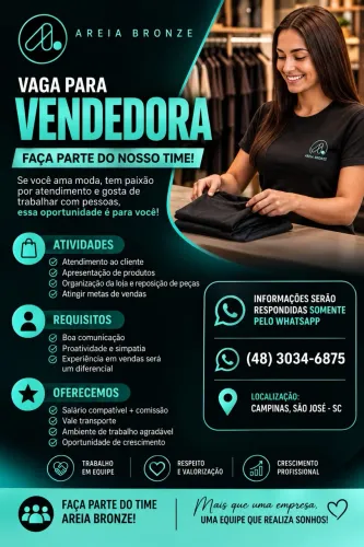 Vaga para Vendedora