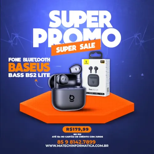 Fone de Ouvido Baseus Bass BS2 Lite - Sem Fio Bluetooth