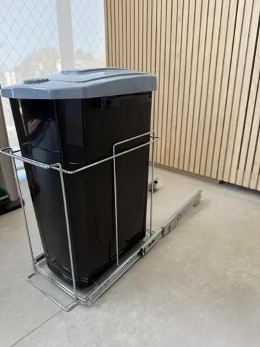 Lixeira Embutida Deslizante 15L com Trilho Telescópico para Armário