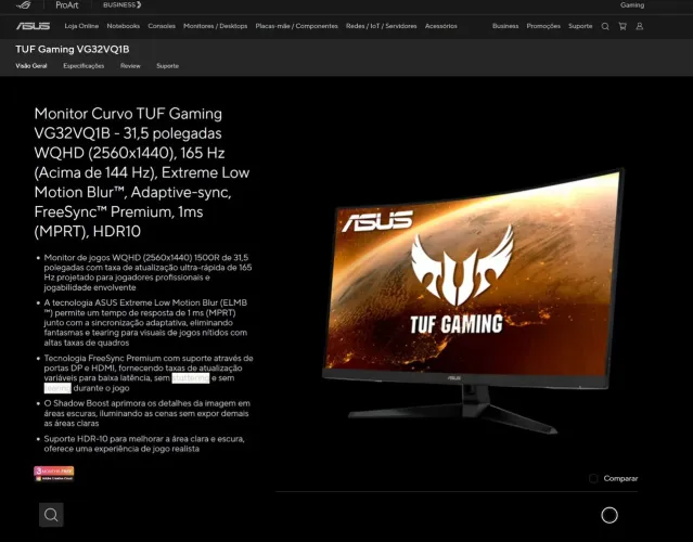 Monitor Asus TuF, 32, 165Hz, Hdr