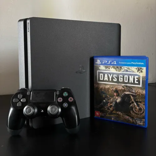 PlayStation 4 Slim 1TB + 2 Controles + 1 Jogo Midia Física | Impecável na Caixa