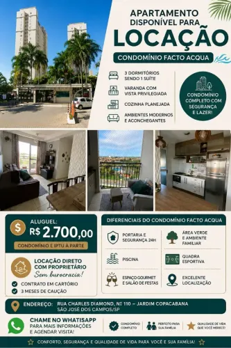Lindo apartamento Fato Acqua - 65m² 3 quartos (1 suíte) ótima localização !