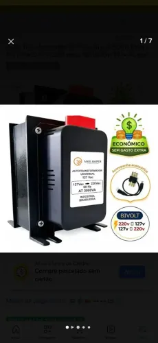 Auto Transformador 3000va Bivolt 9000 Btus 110 para 220 e 220 para 110 1600w Max Amper