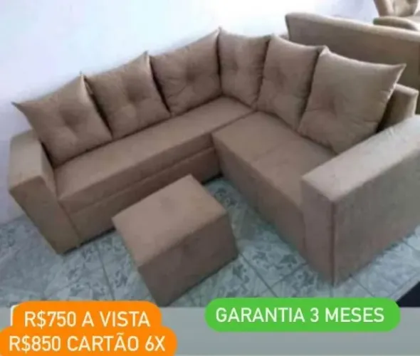 Promoção Sofá em L com Puff de Fábrica