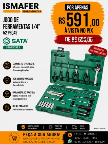 JOGO DE FERRAMENTAS 1/4 52 PÇS SATA - ST09505SJ