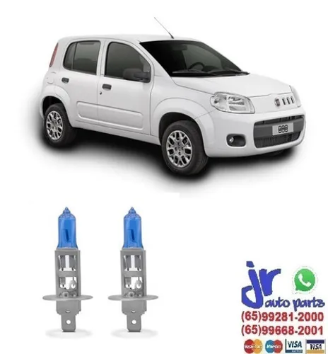 Par de Lâmpadas Super Brancas H1 8500K Efeito Xênon Fiat Novo Uno