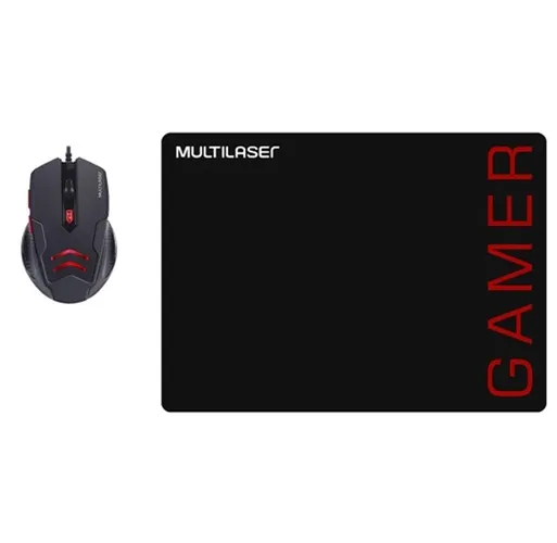 Combo Mouse 3200dpi E Mousepad Gamer Vermelho - Mo306