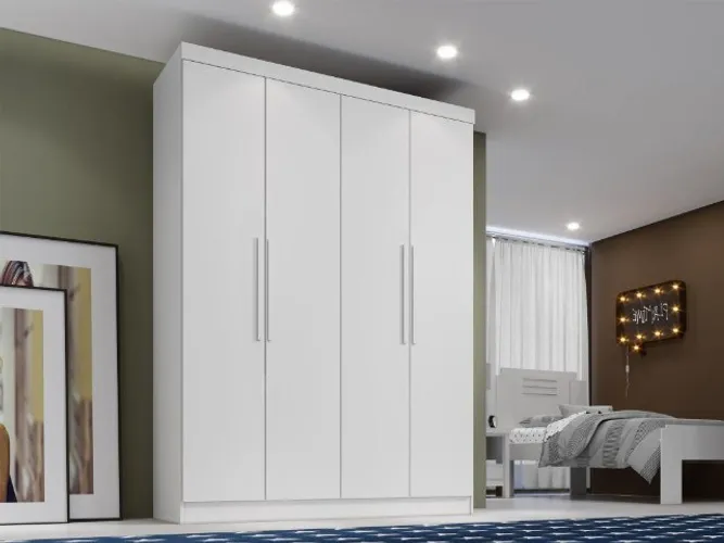 Roupeiro Manaus 4P Branco Até 12x - Frete Grátis