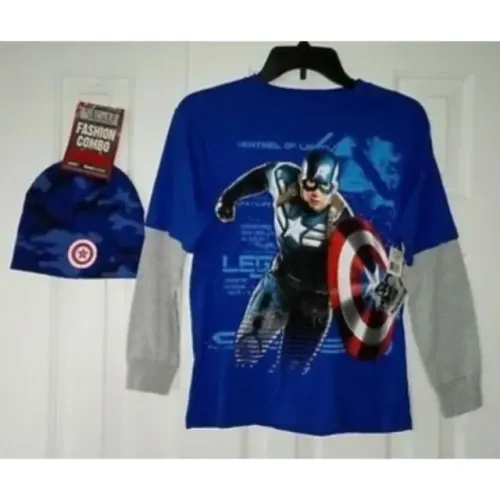 BLUSA CAPITÃO AMÉRICA + GORRO CAMUFLADO 