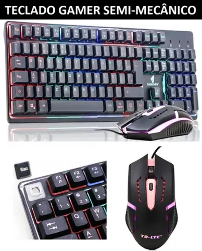 Kit Gamer Teclado Semi-Mecanico+Mouse LED