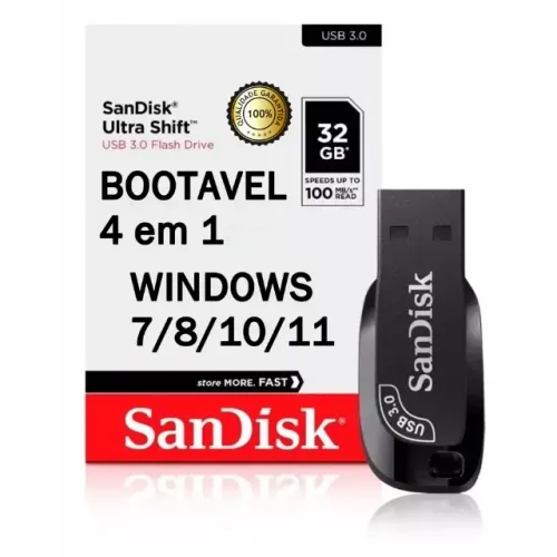 Pen Drive Windows 10 / 11 / 7 / 8 Bootavel Instalação