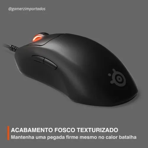 Mouse Profissional Gamer SteelSeries Prime Precision Esports - 18.000 DPI, Preto - Novo