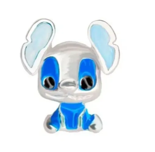 BERLOQUE BANHADO A PRATA STITCH - AZUL