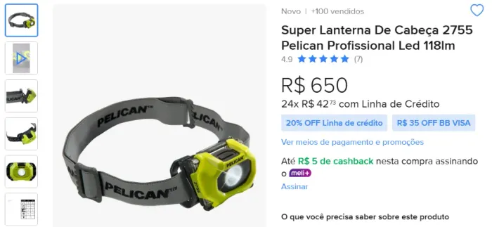 Super Lanterna De Cabeça 2755 Pelican Profissional Led 118lm