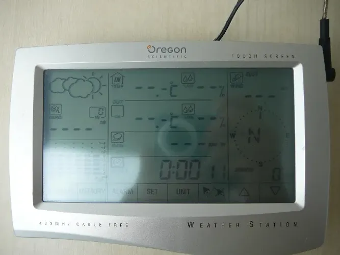 Oregon Weather station Wmr-928nx tela estação meteorológica