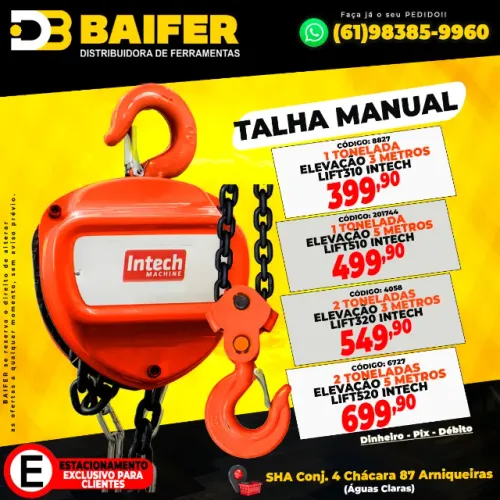 Talha Manual de 1 e 2 Toneladas Intech