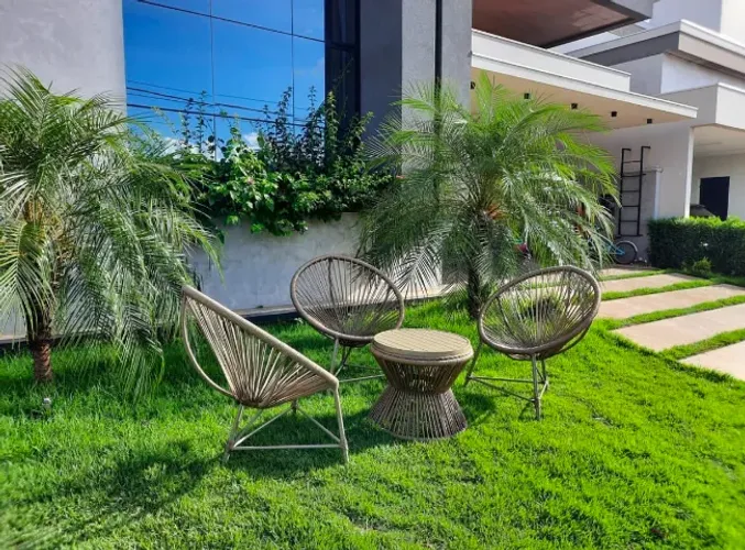 CONJUNTO 3 POLTRONAS ACAPULCO CORDA NÁUTICA + MESA DE APOIO