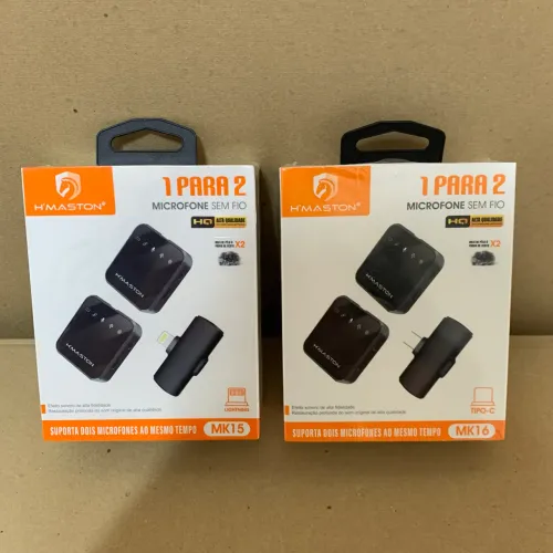 Microfone sem fio 1 para 2 para Android e iPhone - Novo e com garantia