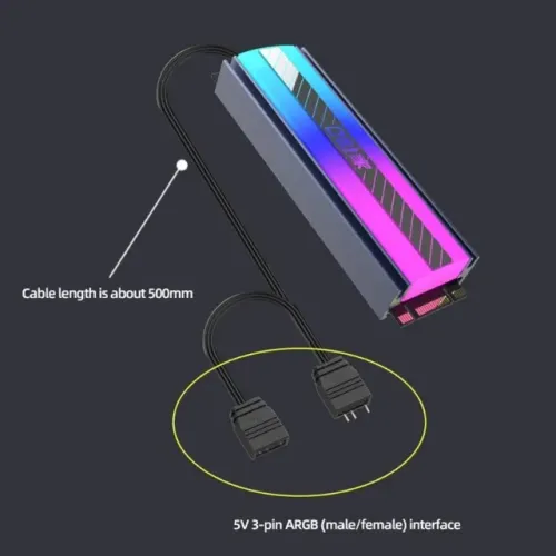 [Novo] TEUCER M.2 NVME SSD Dissipador de calor 5V 3Pin ARGB Luzes coloridas 2280